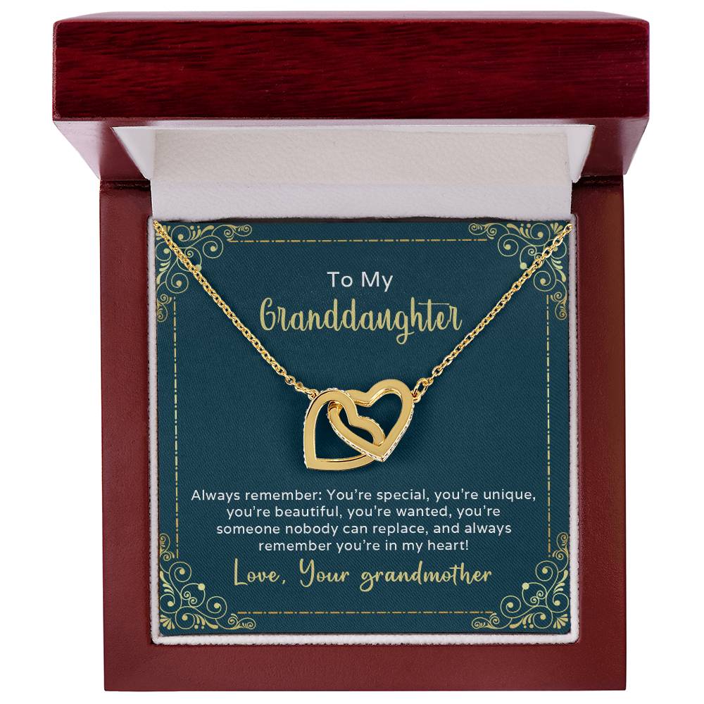 Interlocking Hearts Necklace To My Granddaughter Always Remember You'Re Special