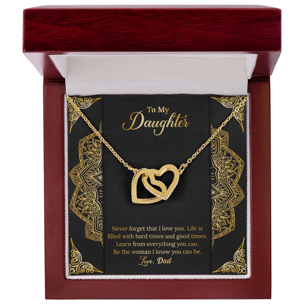 Never Forget That I Love You. Necklace. Two Hearts. Interlocking Hearts Necklace