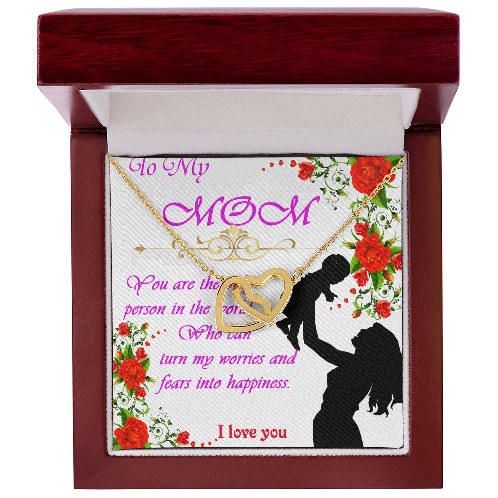 Greeting Card For Lovely Mother Interlocking Hearts Necklace