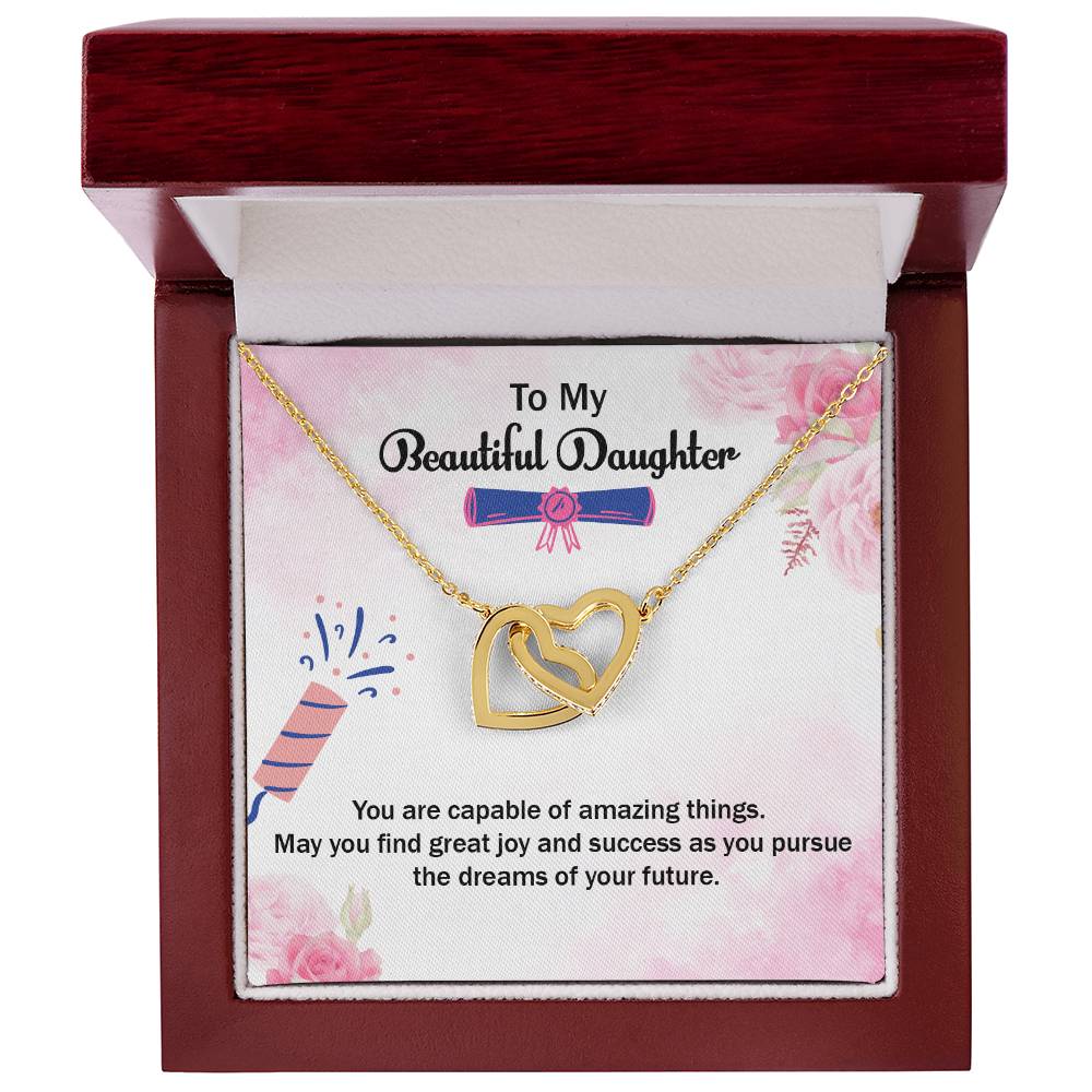 Daughter'S Graduation Gift Necklace Graduation Jewelry For Daughter From Parents Interlocking Hearts Necklace