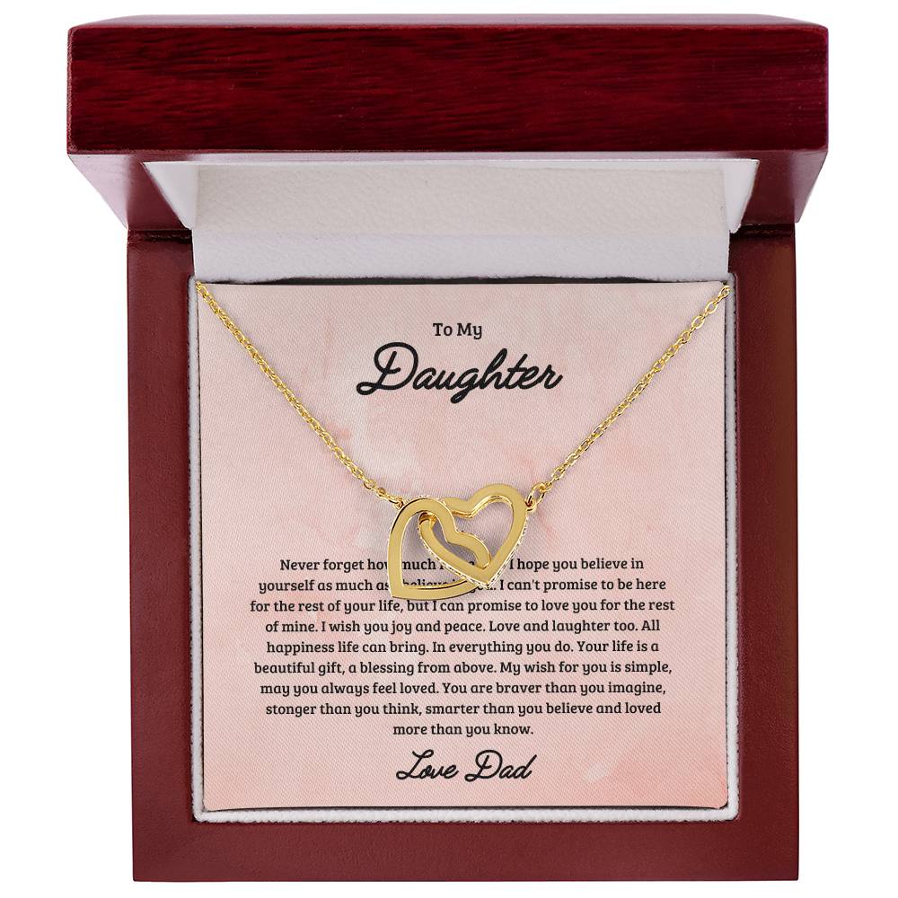 To My Daughter Joy & Peace From Dad Interlocked Hearts Necklace Interlocking Hearts Necklace