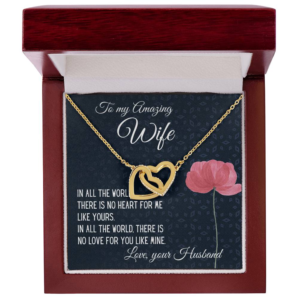Gift For Wife There Is No Heart For Me Like Yours Interlocking Hearts Necklace B