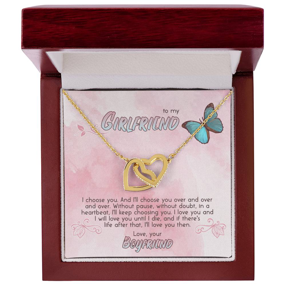 Gift For Girlfriend Interlocking Hearts Necklace