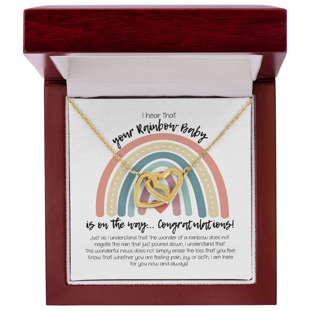 Rainbow Baby Necklace Interlocking Hearts Necklace