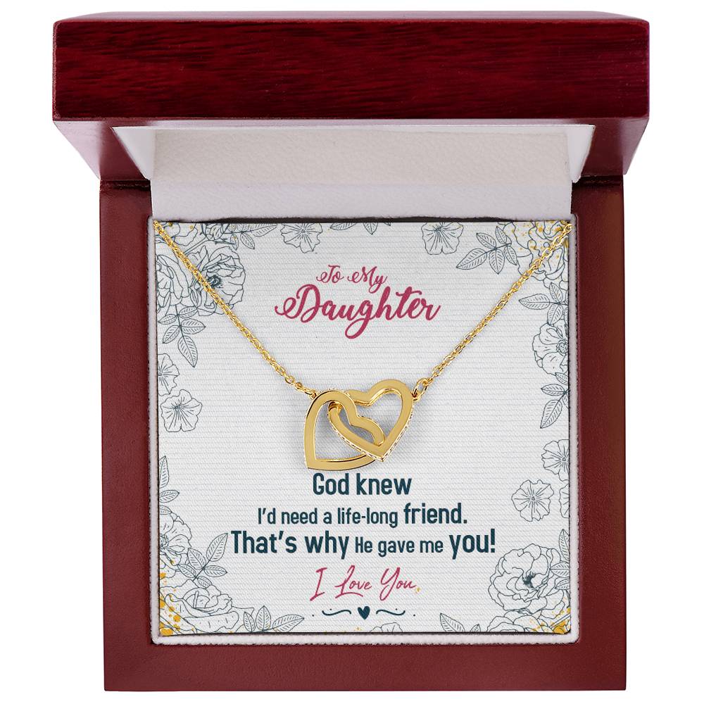 To My Daughter Interlocking Hearts Necklace