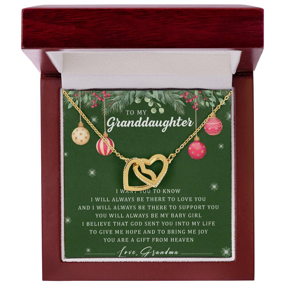 To My Granddaughter Interlocking Hearts Necklace Message Card