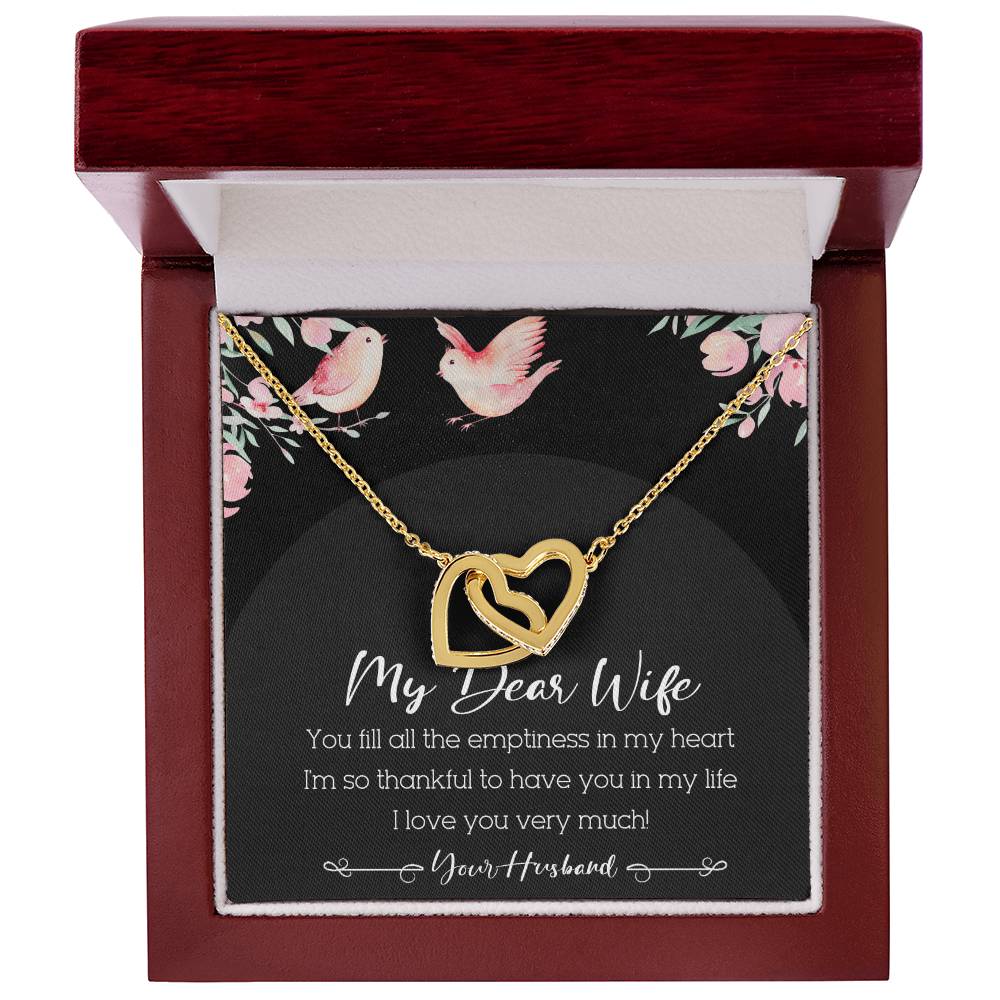 My Dear Wife Interlocking Hearts Necklace Message Card