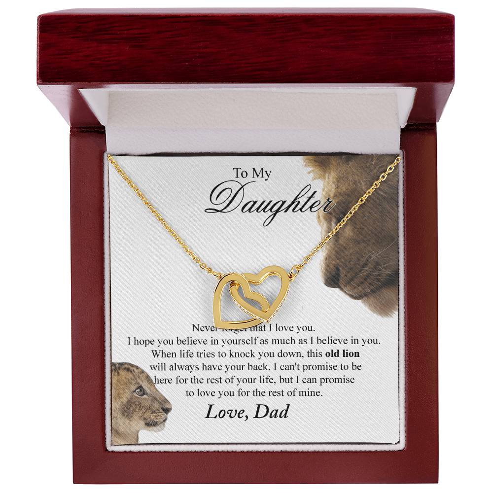 To My Daughter - Love Dad Interlocking Heart Interlocking Hearts Necklace