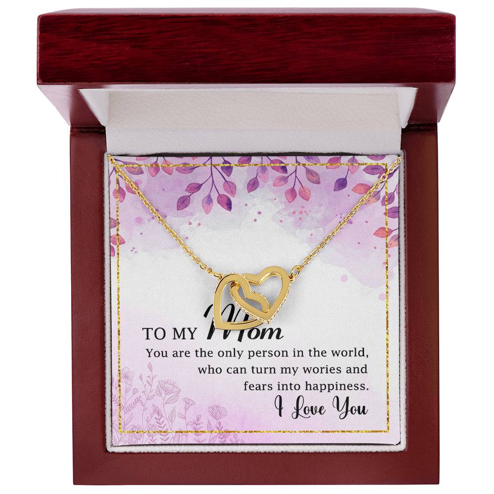 To My Mom Interlocking Hearts Necklace Message Card