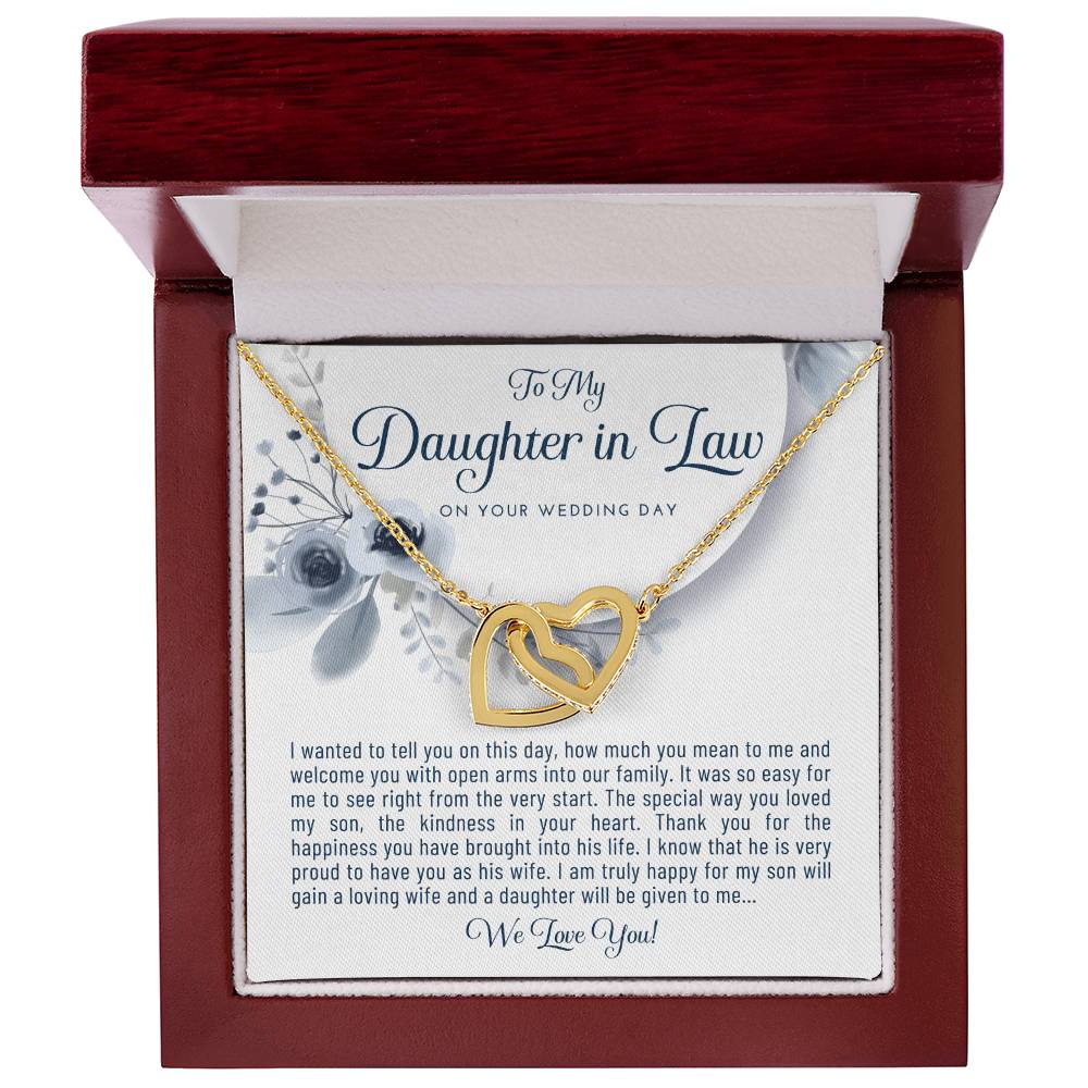 Daughter In Law Gift From Mother In Law Bride Gift From Mother Of The Groom Wedding Day Gift Bride Necklace Gift Welcome Jewelry Gift Interlocking Hearts Necklace