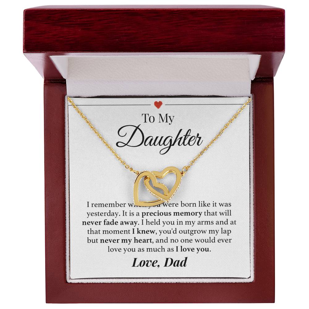 Never Outgrow My Heart Dad Daughter Necklace Interlocking Hearts Necklace