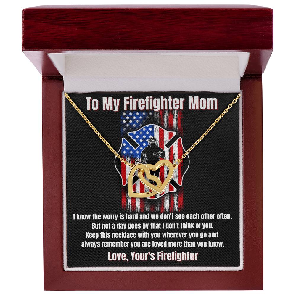 To My Firefighter Mom Necklace Interlocking Hearts Necklace