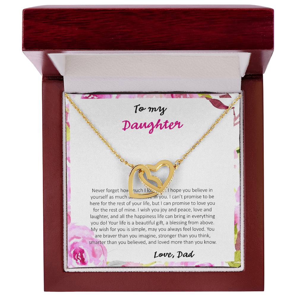 To My Daughter Never Forget How Much I Love You - Love Dad Interlocking Hearts Necklace