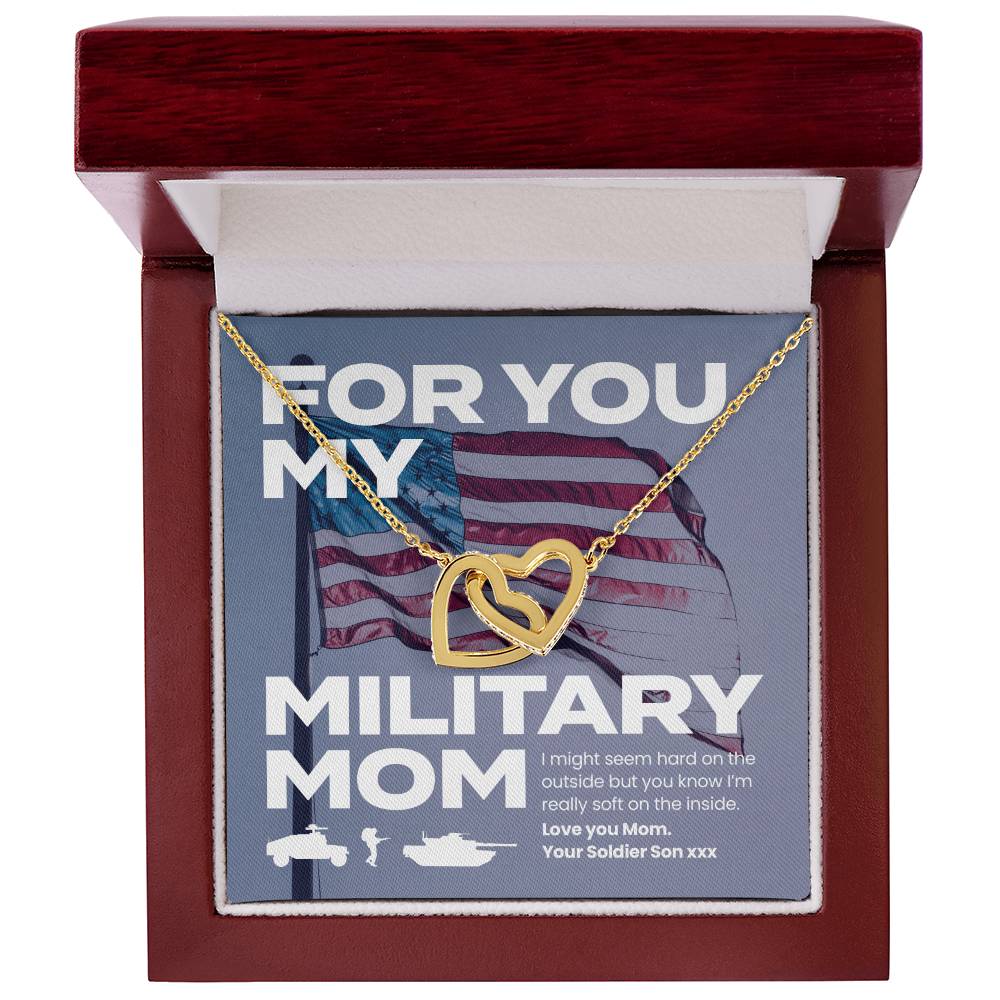 Soldier Son To Mom Double Heart Necklace Made In 🇺🇸 Interlocking Hearts Necklace