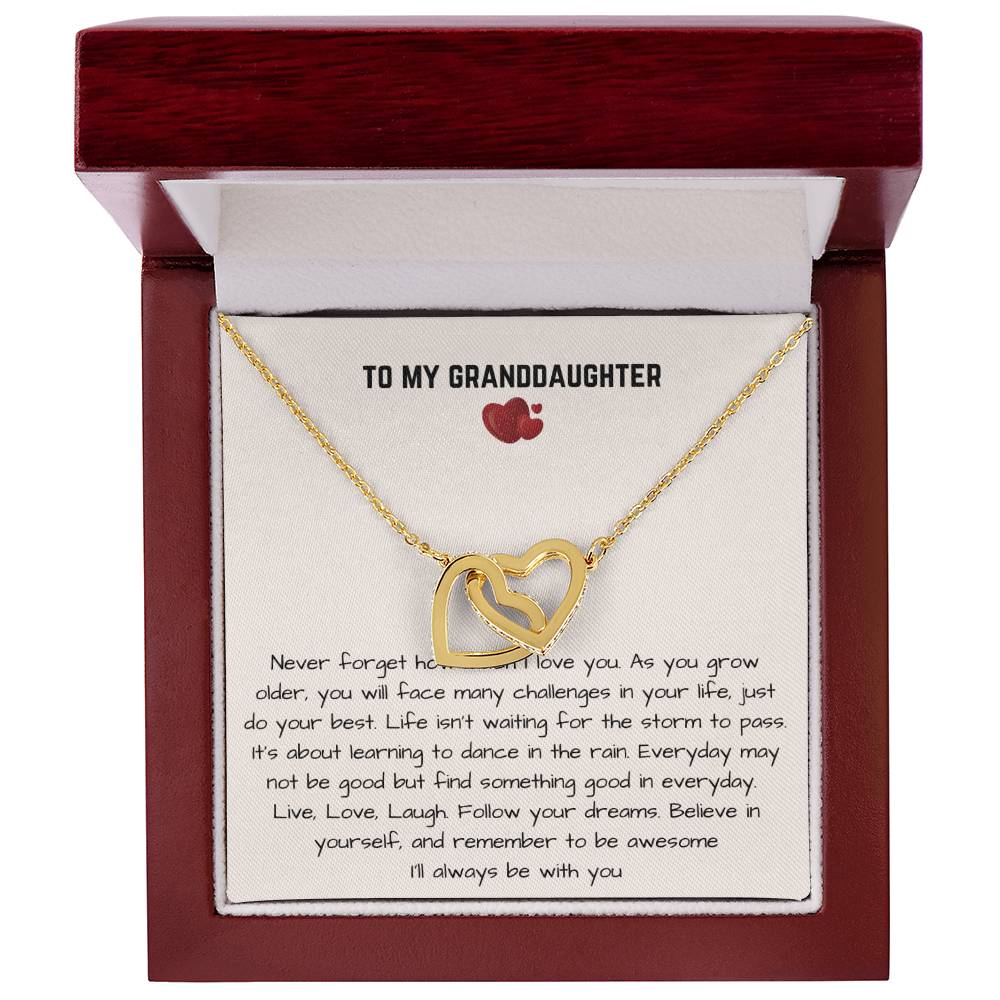 To My Granddaughter - I'Ll Always Be With You - Interlocking Heart Necklace Interlocking Hearts Necklace