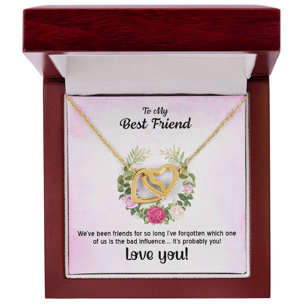 Best Friens Double Hearts Gift .We'Ve Been Friends So Long Interlocking Hearts Necklace