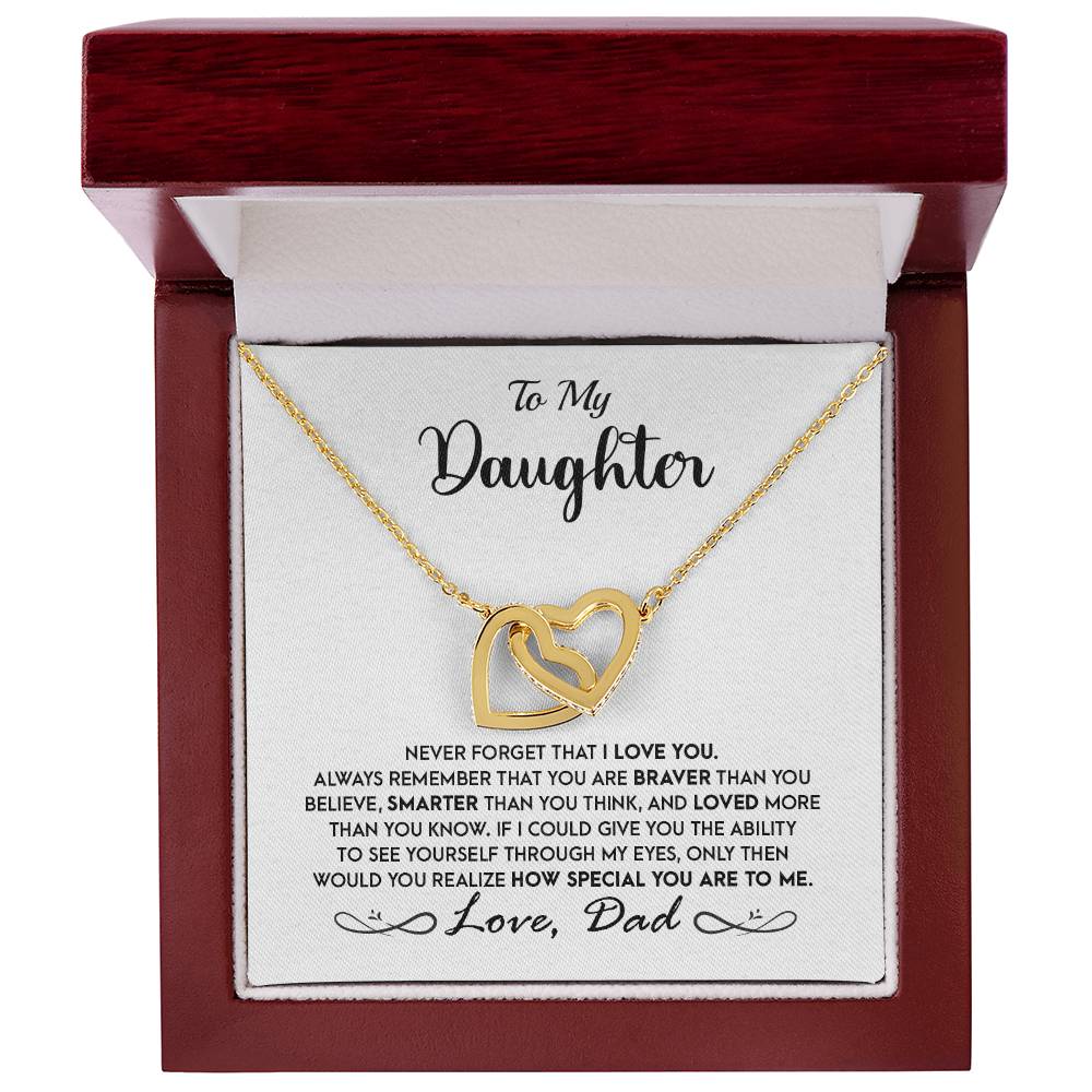 To My Daughter - Never Forget That I Love You - Interlocking Hears Necklace Interlocking Hearts Necklace