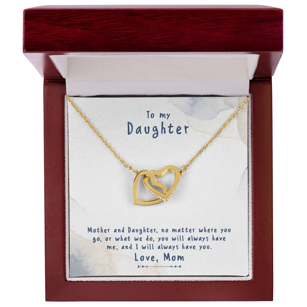 To My Daughter Interlocking Hearts Necklace Message Card