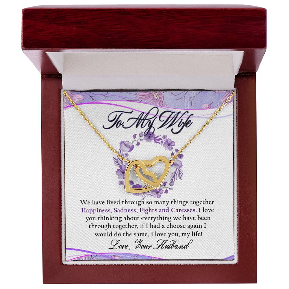 To My Wife Interlocking Hearts Necklace Message Card