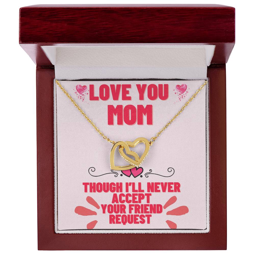 Mom’S Friend Request- Interlocking Hearts With Cubic Zirconia Interlocking Hearts Necklace