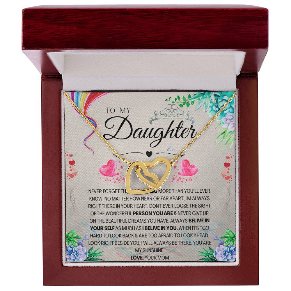 To My Daughter Interlocking Hearts Necklace