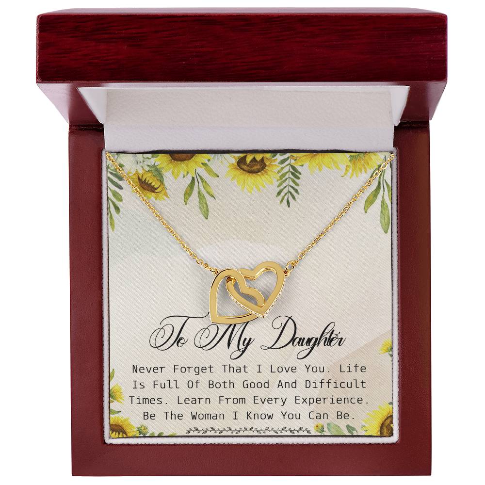 To My Daughter Interlocking Hearts Necklace Message Card
