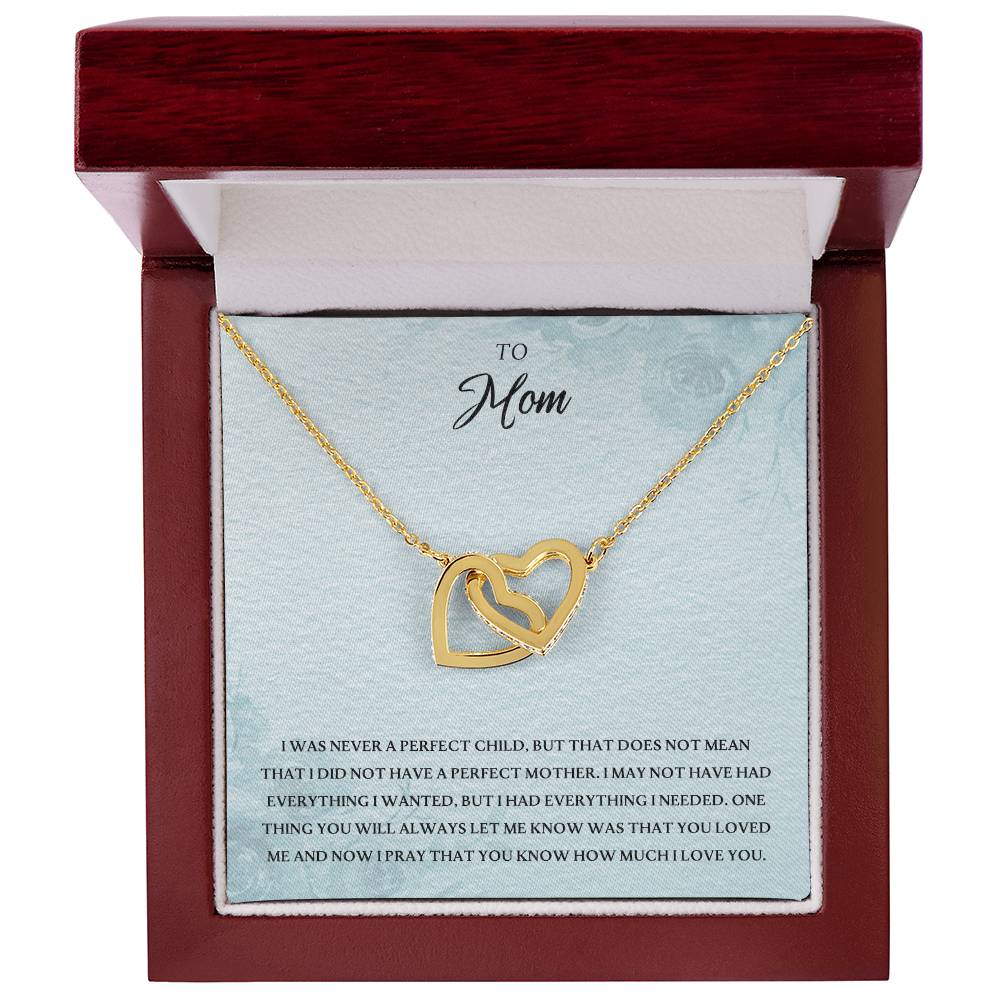 To My Mom Perfect Child Love You Always Interlocking Hearts Necklace