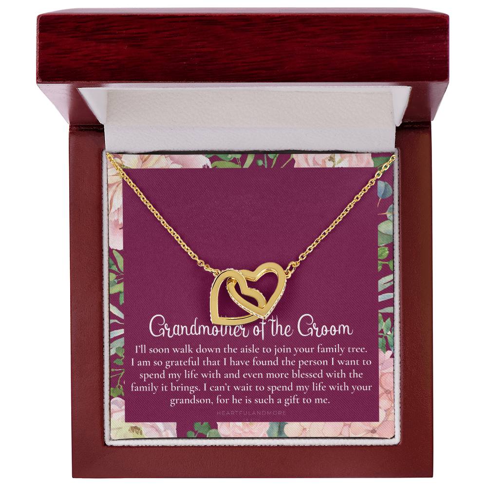 Grandmother Of The Groom Gift Necklace Grandma Wedding Gift Nana Bridal Shower Rehearsal Dinner Thank You Gift Interlocking Hearts Necklace