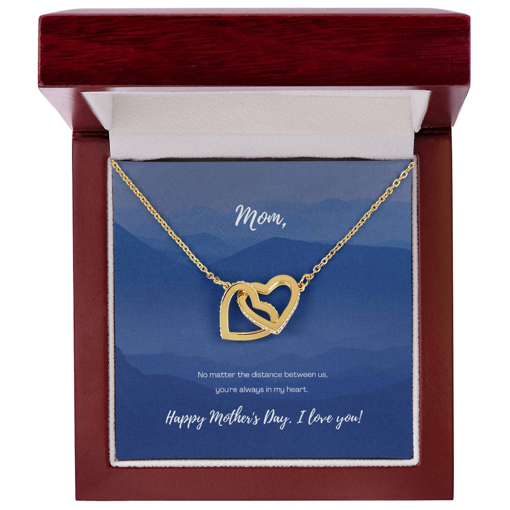 No Matter The Distance - Mother'S Day Two Hearts Necklace Interlocking Hearts Necklace