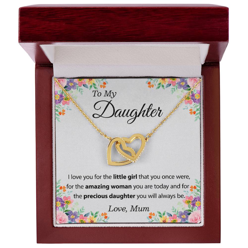 To My Daughter Necklace From Mom - Mother Daughter Necklace Set Of Interlocking Hearts Necklace