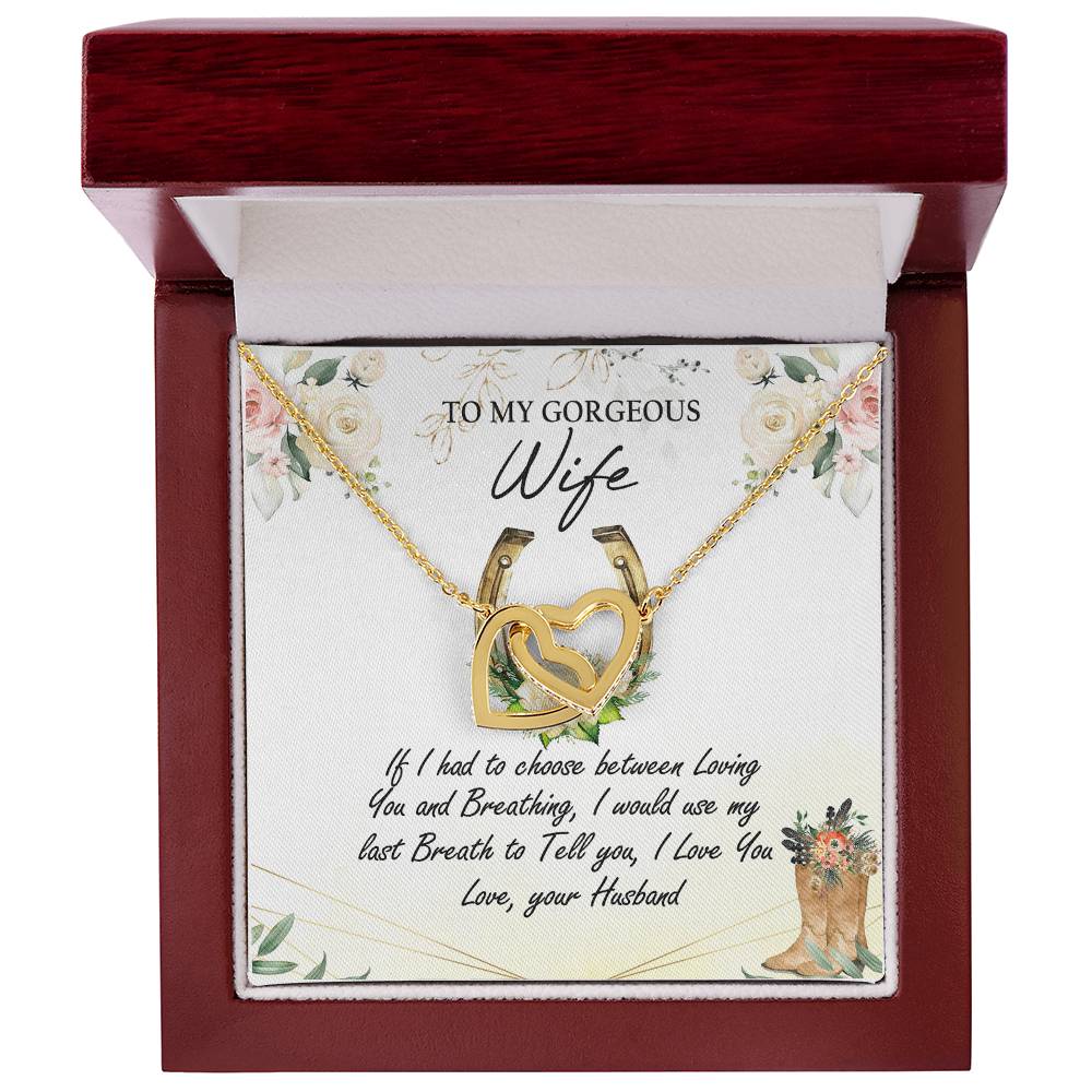 To My Gorgeous Wife Interlocking Hearts Necklace Mother'S Day Message Card