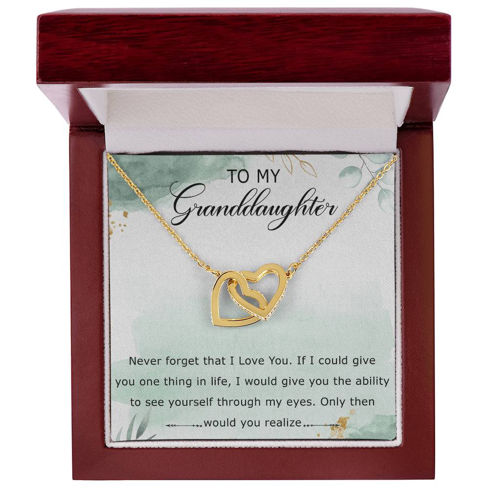To My Granddaughter Interlocking Hearts Necklace Message Card