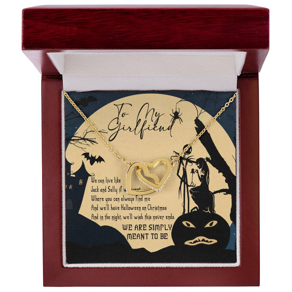 To My Girlfriend Necklace Halloween Gift Interlocking Hearts Necklace