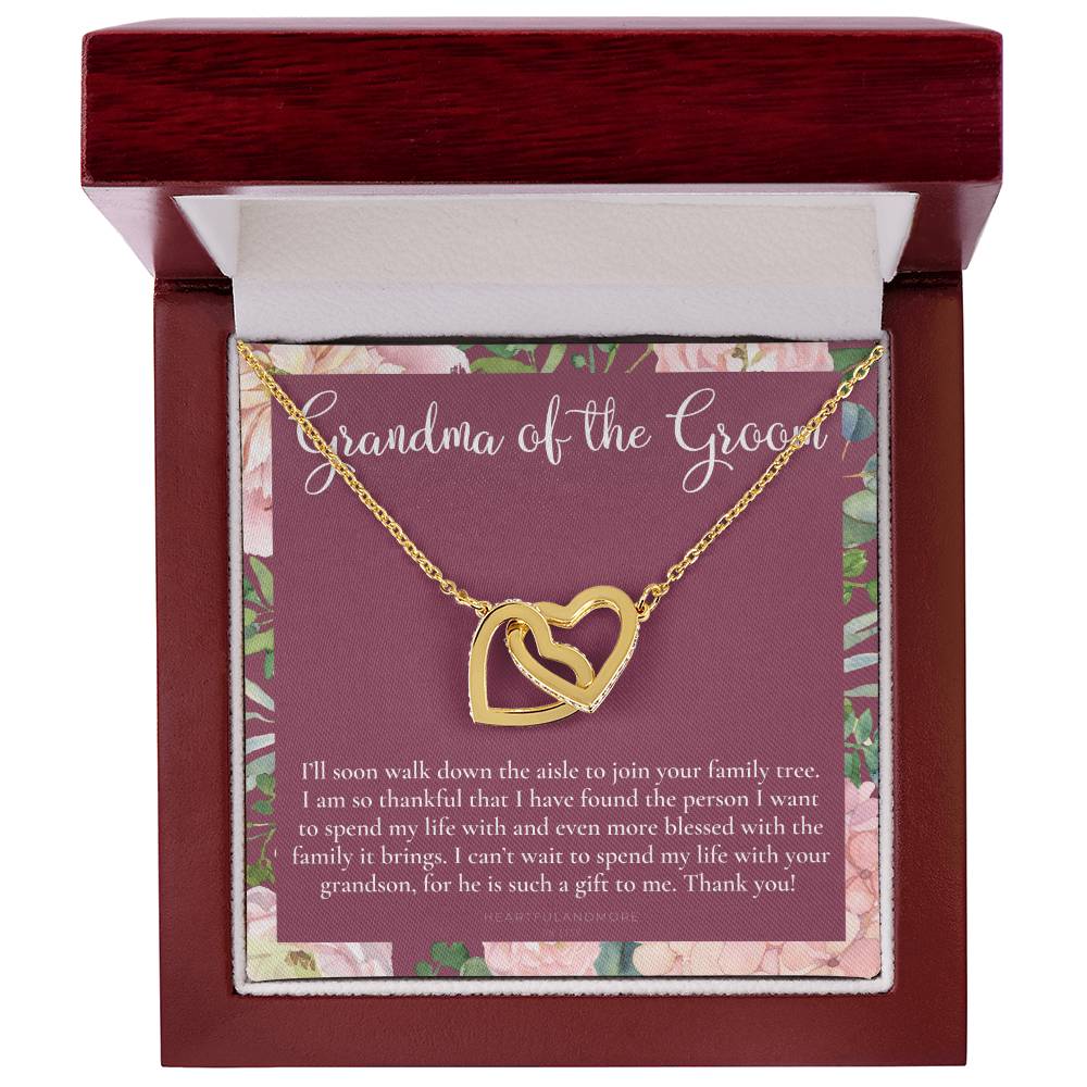 Grandmother Of The Groom Gift Necklace Grandma Wedding Gift Nana Bridal Shower Rehearsal Dinner Thank You Gift Interlocking Hearts Necklace