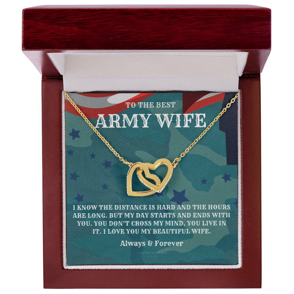 Army Wife Gift Military Gift Wife To The Best Army Wife In The World Army Jewelry Deployment Necklace Deployment Gift Gift For Army Wife Interlocking Hearts Necklace