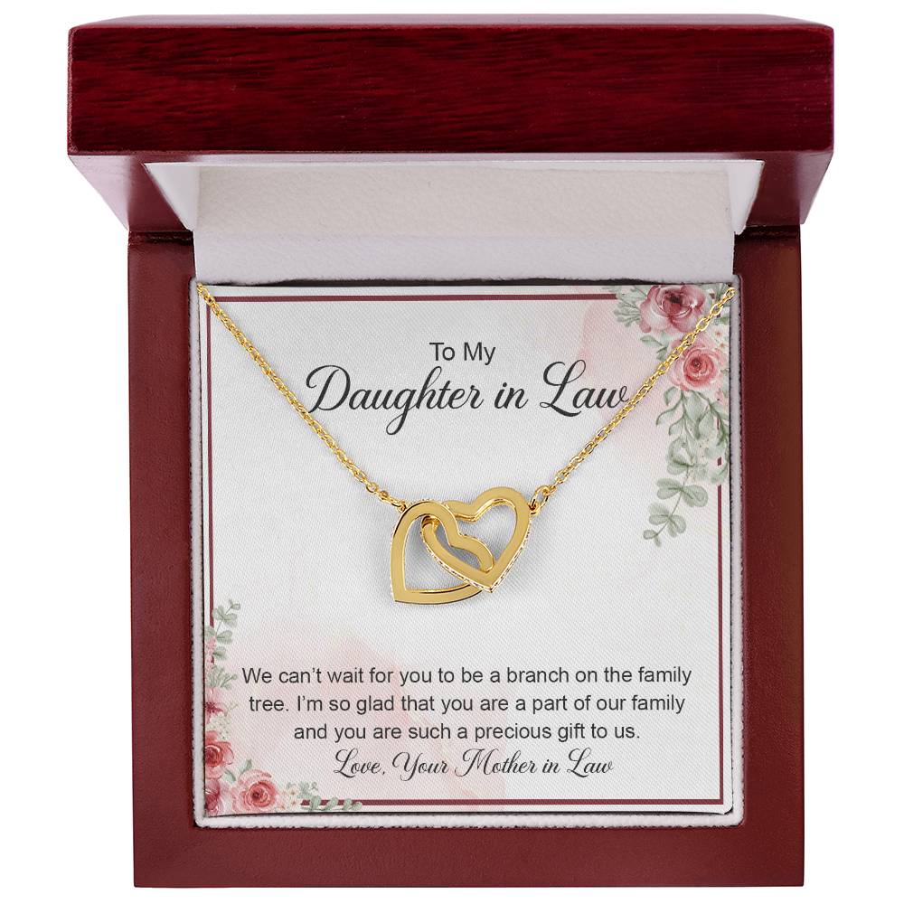 To My Crazy Daughter In Law - Mother Love For Daughter - Forever Relation Interlocking Hearts Necklace