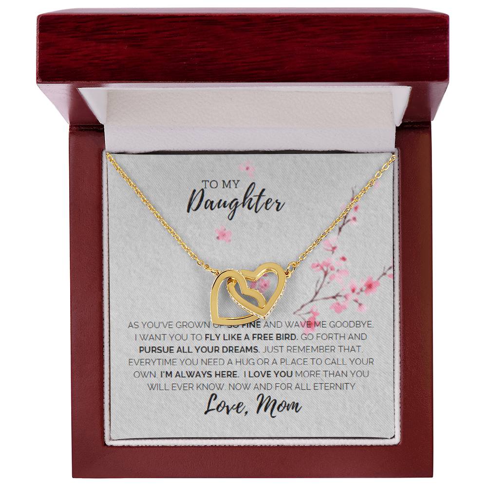 To My Daughter -I Love You Interlocking Hearts Necklace