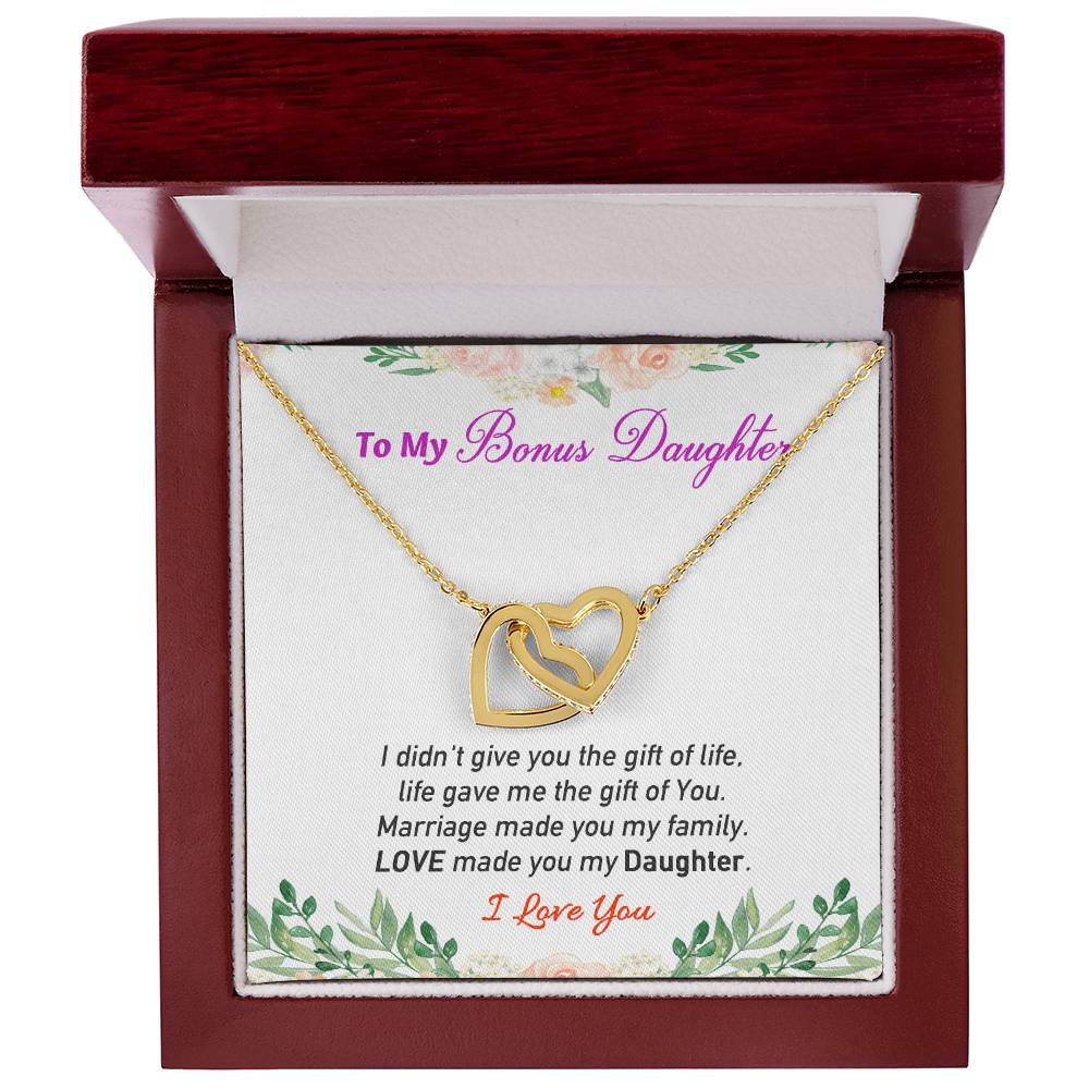 Love My Bonus Daughter Interlocking Hearts Necklace