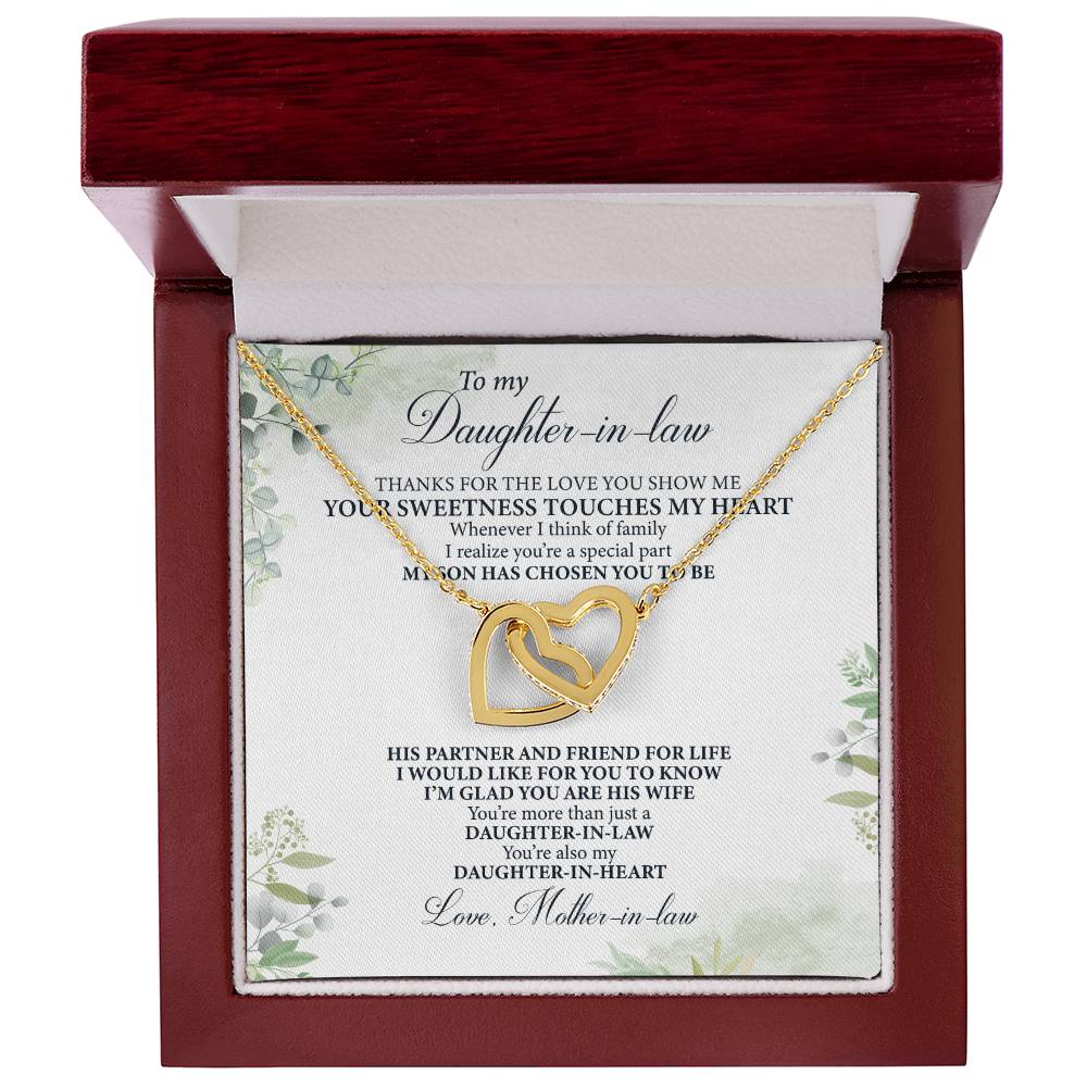 To My Daughter-In-Law- Perfect Gift From Mother-In-Law Interlocking Hearts Necklace