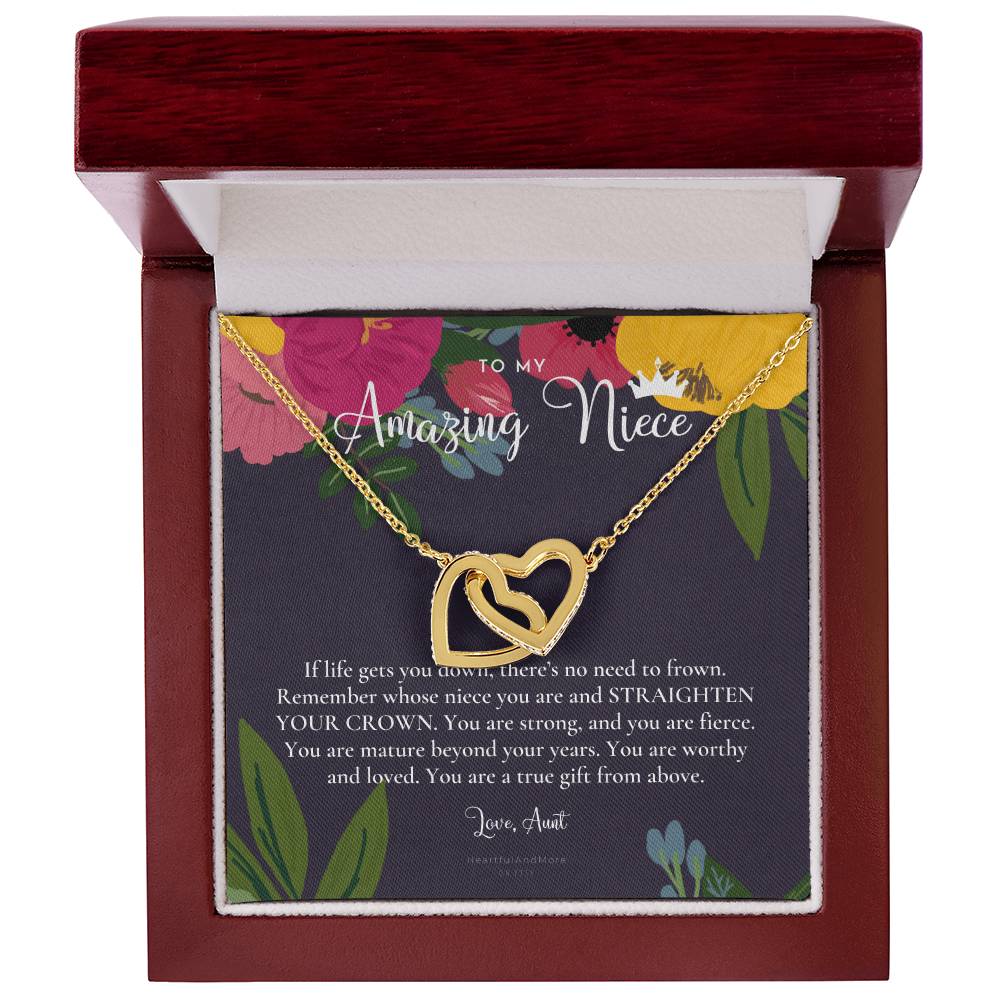 To My Amazing Niece Straighten Your Crown Necklace Aunt Niece Necklace Niece Birthday Gift Niece Graduation Gift Interlocking Hearts Necklace