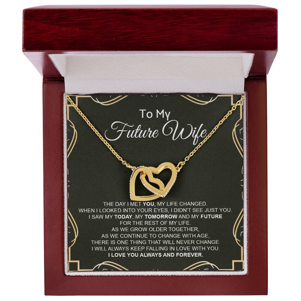 To My Future Wife - Luxurious Necklace Interlocking Hearts Necklace