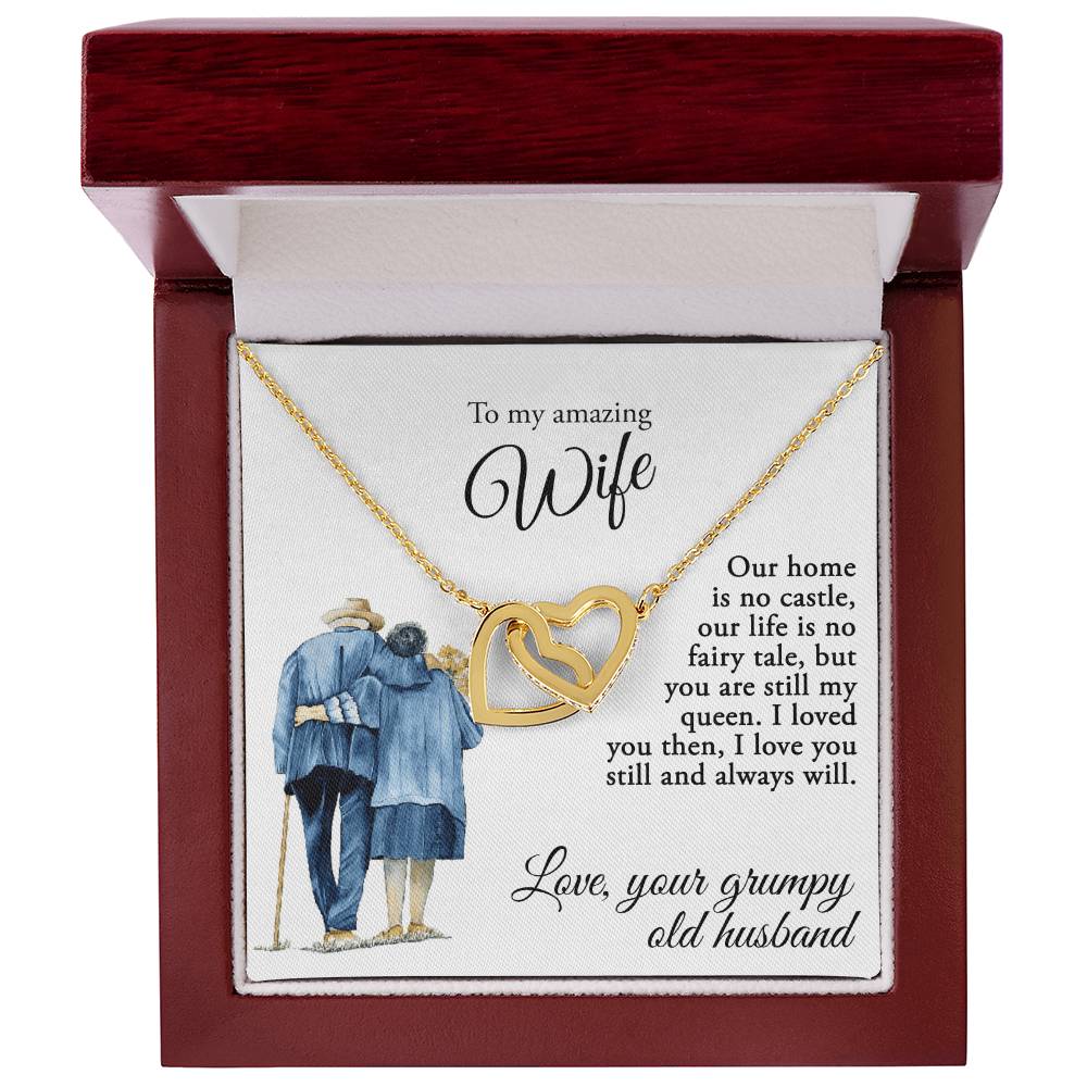 To My Amazing Wife - Love Your Grumpy Old Husband - Necklace Interlocking Hearts Necklace