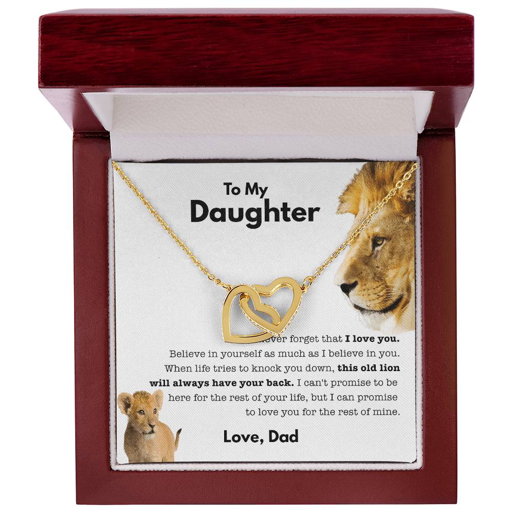To My Daughter - Old Lion - Necklace Interlocking Hearts Necklace
