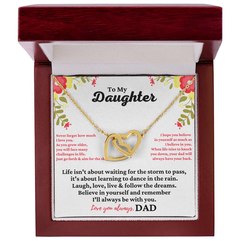 To My Daughter - I'Ll Always Be With You - Necklace Interlocking Hearts Necklace