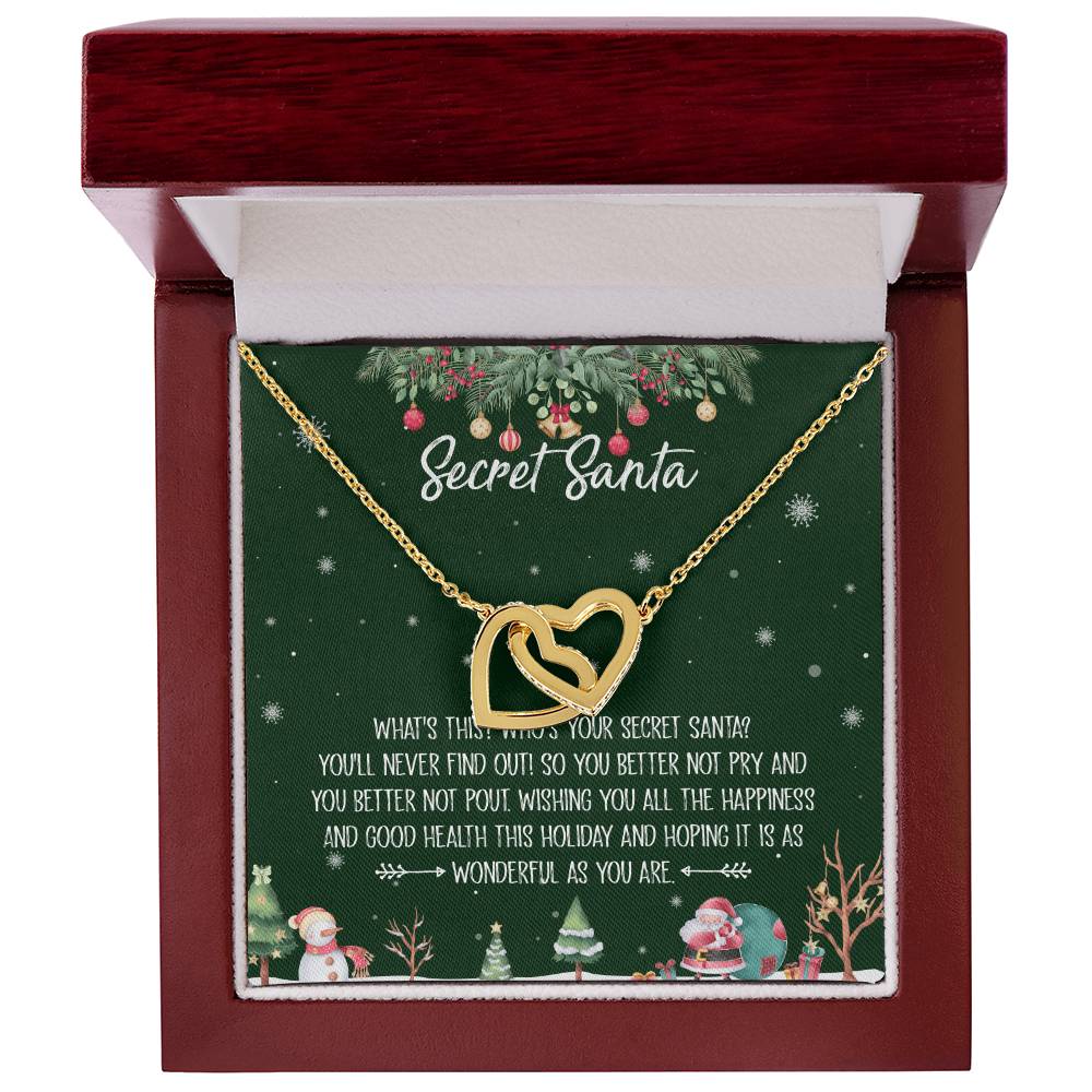 Secret Santa Interlocking Hearts Necklace Message Card