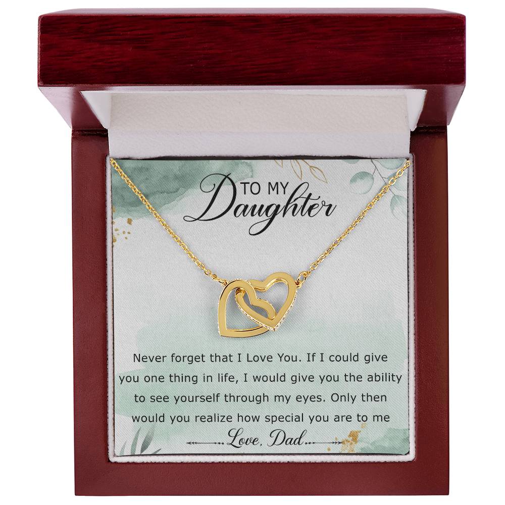 To My Daughter Interlocking Hearts Necklace Message Card