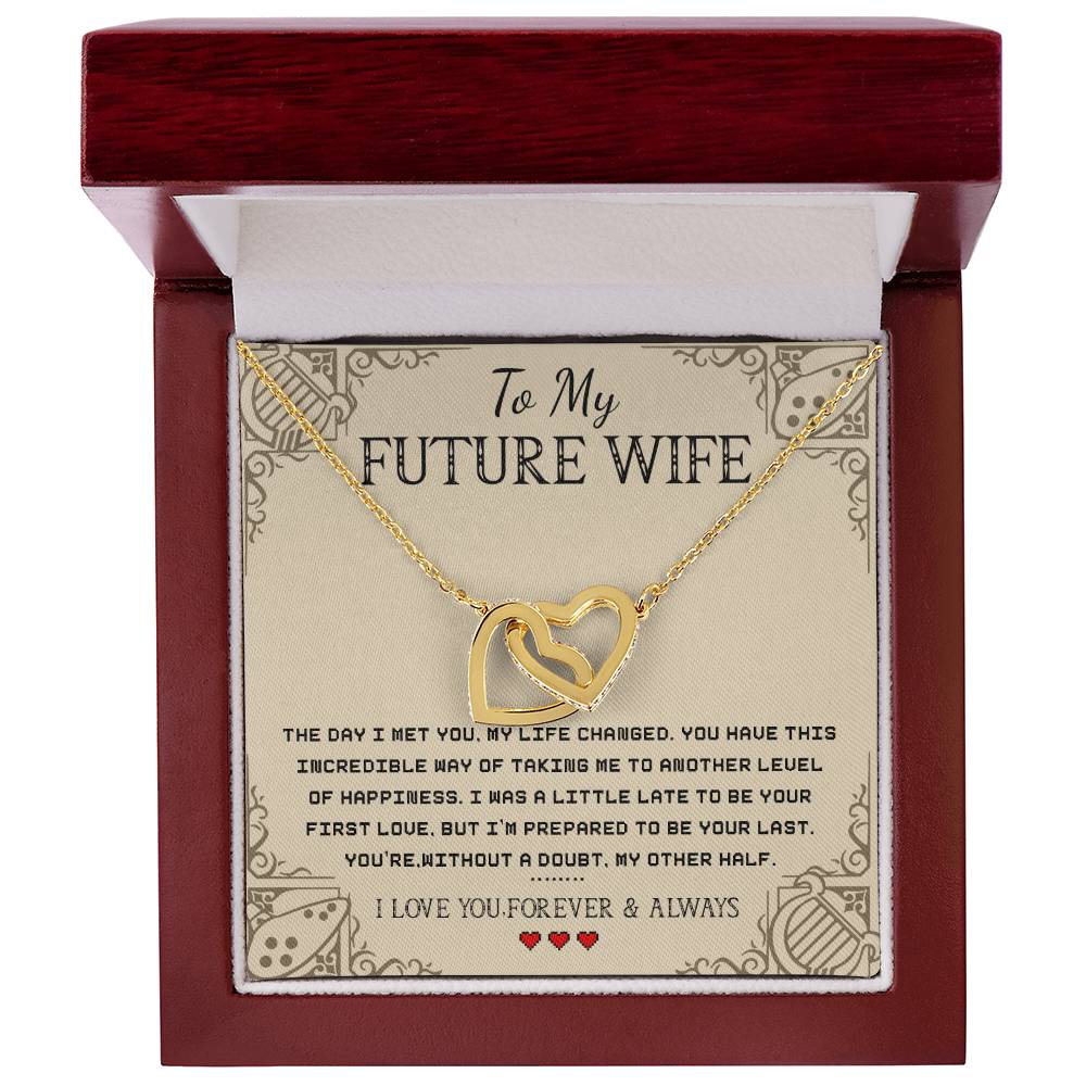 To My Future Wife - I Love You Interlocking Hearts Necklace