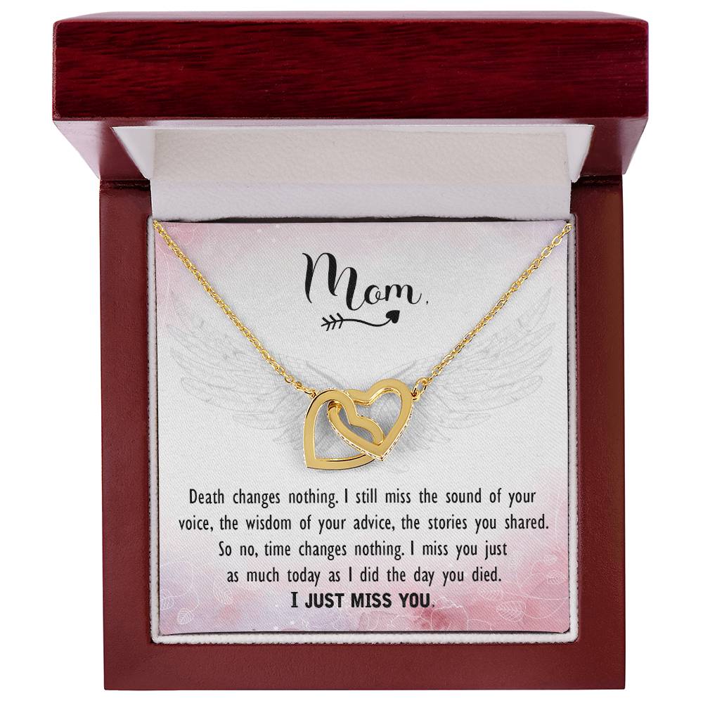 Mom - I Just Miss You - Interlocking Heart Necklace Interlocking Hearts Necklace