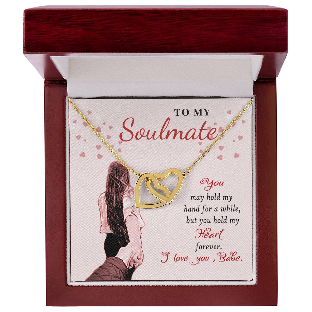 To My Soulmate - Interlocking Necklace - I Love You Babe Interlocking Hearts Necklace