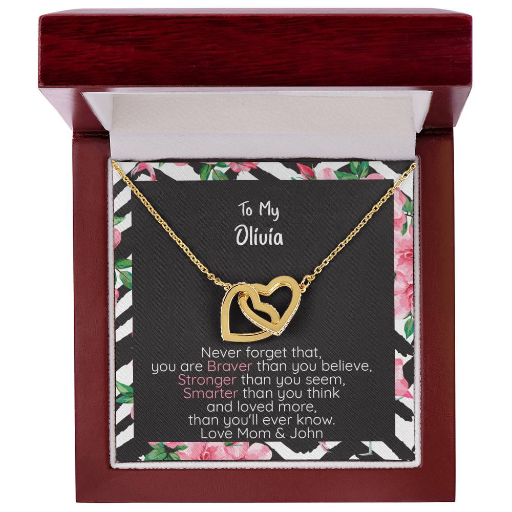 Daughter Conneced Hearts Braver Interlocking Hearts Necklace
